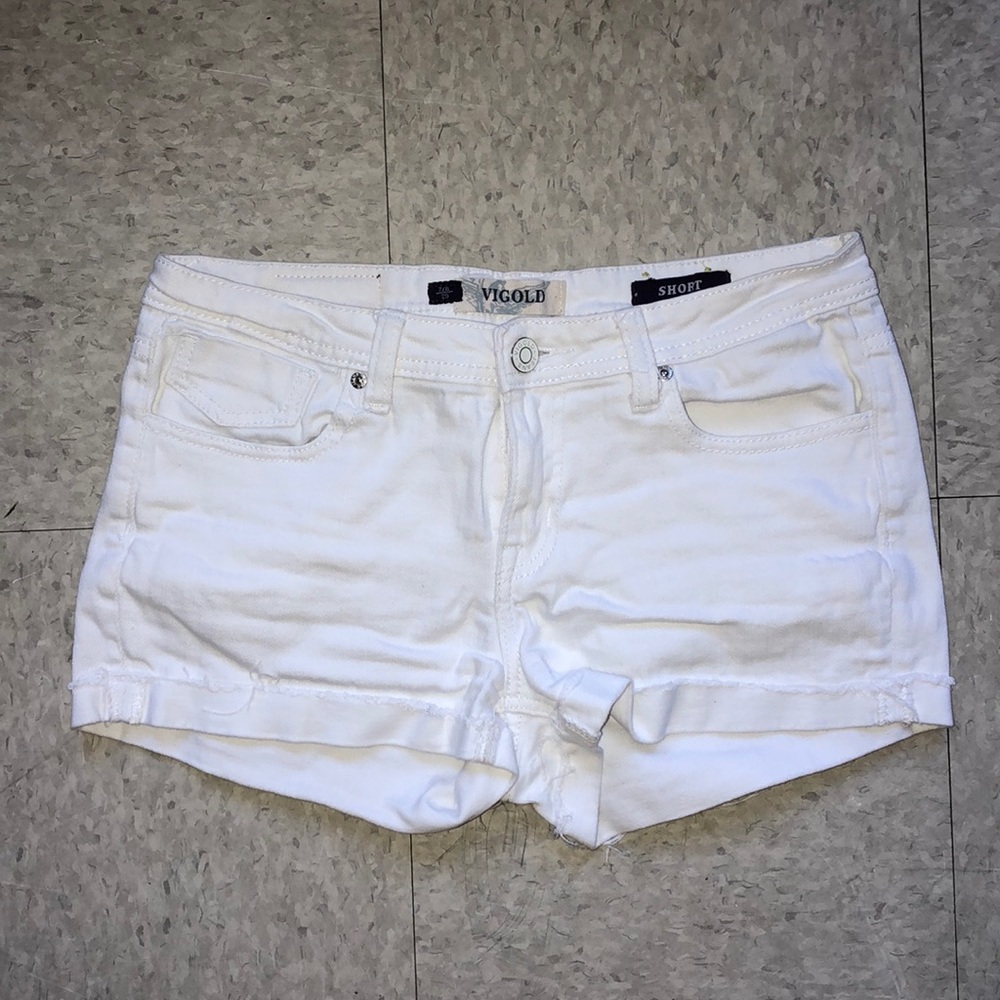 White cuffed jean shorts